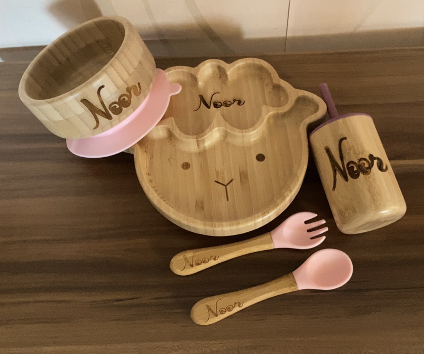 طقم طعام خشب البامبو