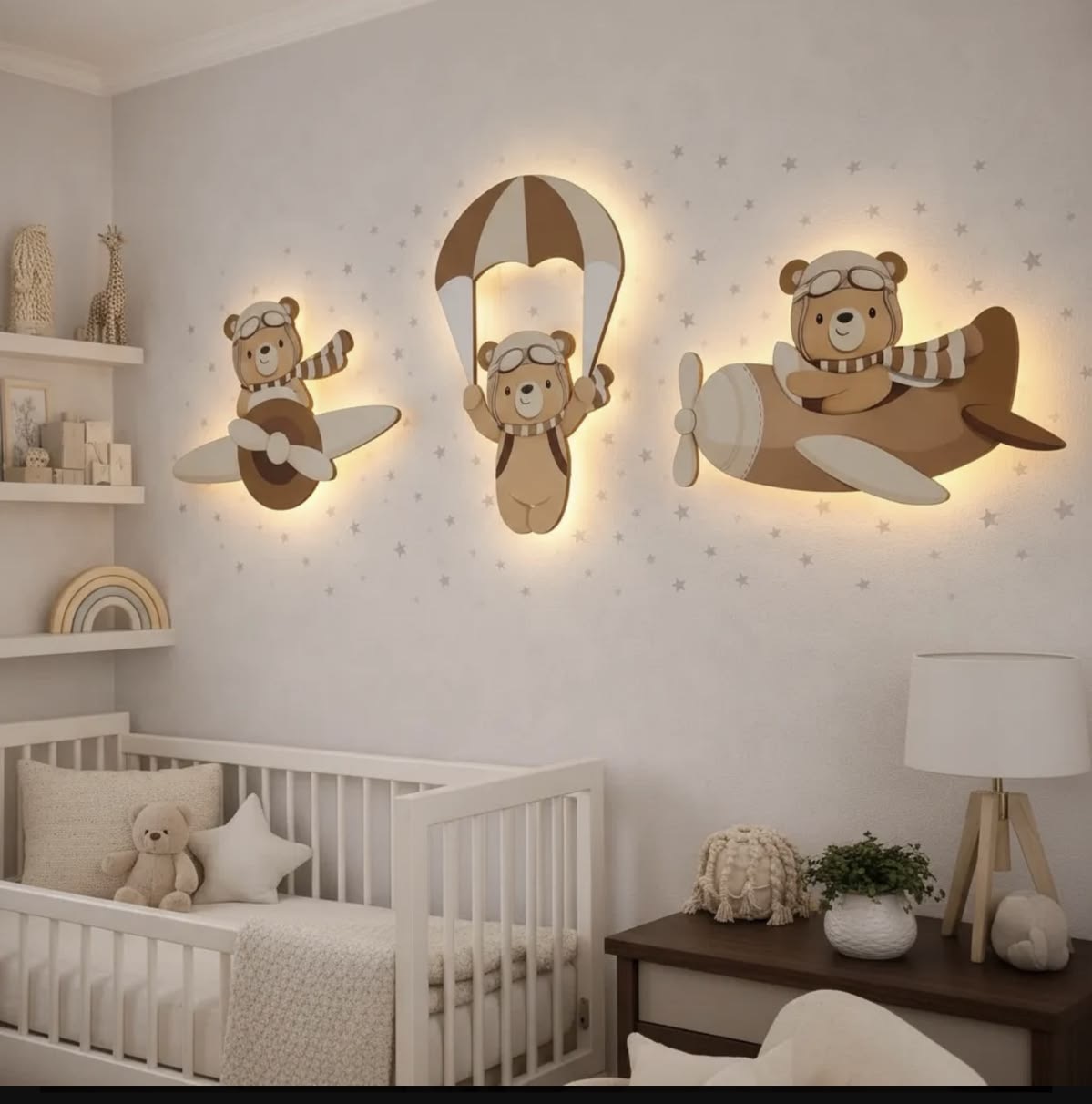 اباجورات خشبية مضيئة ( مجموعة كامله)